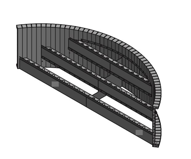 8' Radius Straight Tread Steel Step 42"